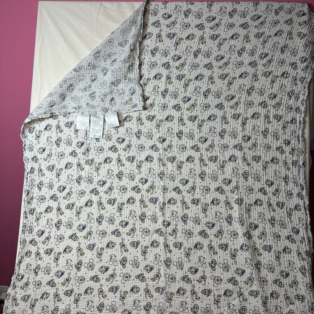Aden + Anais Disney Baby Mickey Donald Duck Pluto Cotton Greyish Blue Blanket